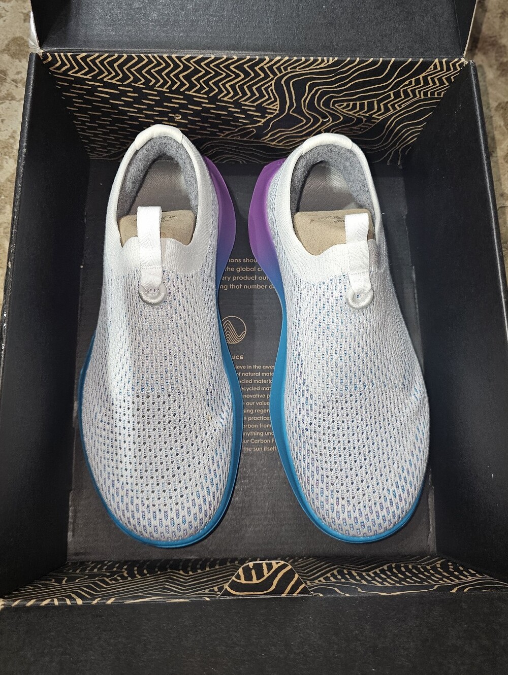 Slip-On Women's Performance Sneaker - White with Blue & Purple Accents